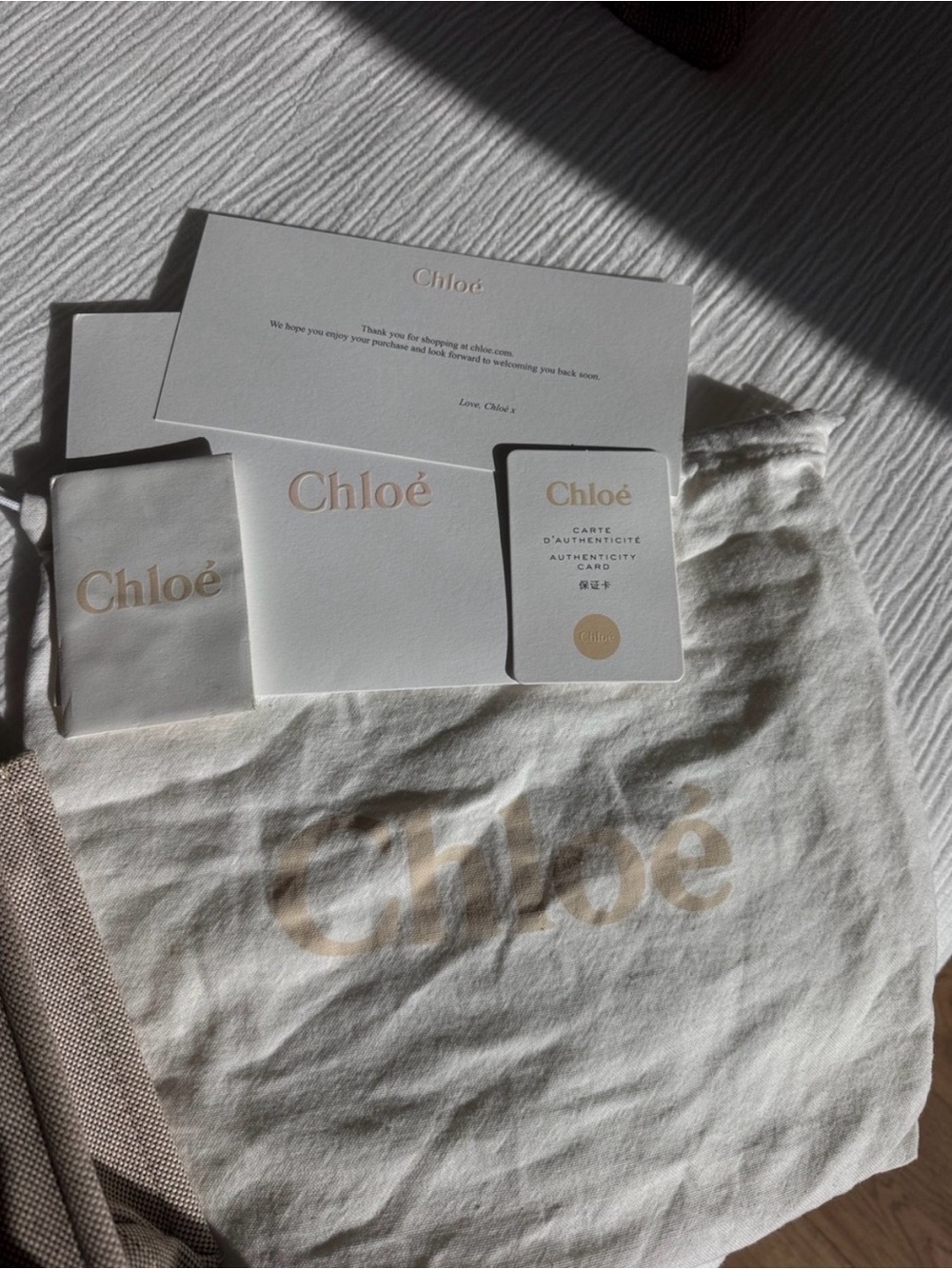 Chloé Small Woody Tote Beige Canvas Brown Leather w/ COA, Authentic - Picture 8 of 12